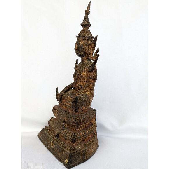 Antique 19th Century Bronze Thai Rattanakosin Buddha Statue from Thailand - Picture 4 of 10